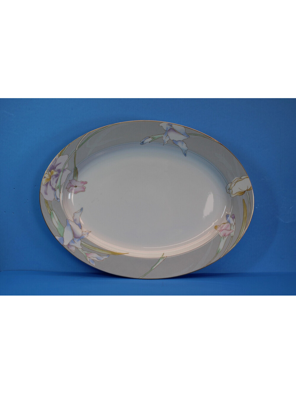 Vtg Oval 14x11" Serving Platter Mikasa Charisma Gray L9049 Fine China Japan LNC